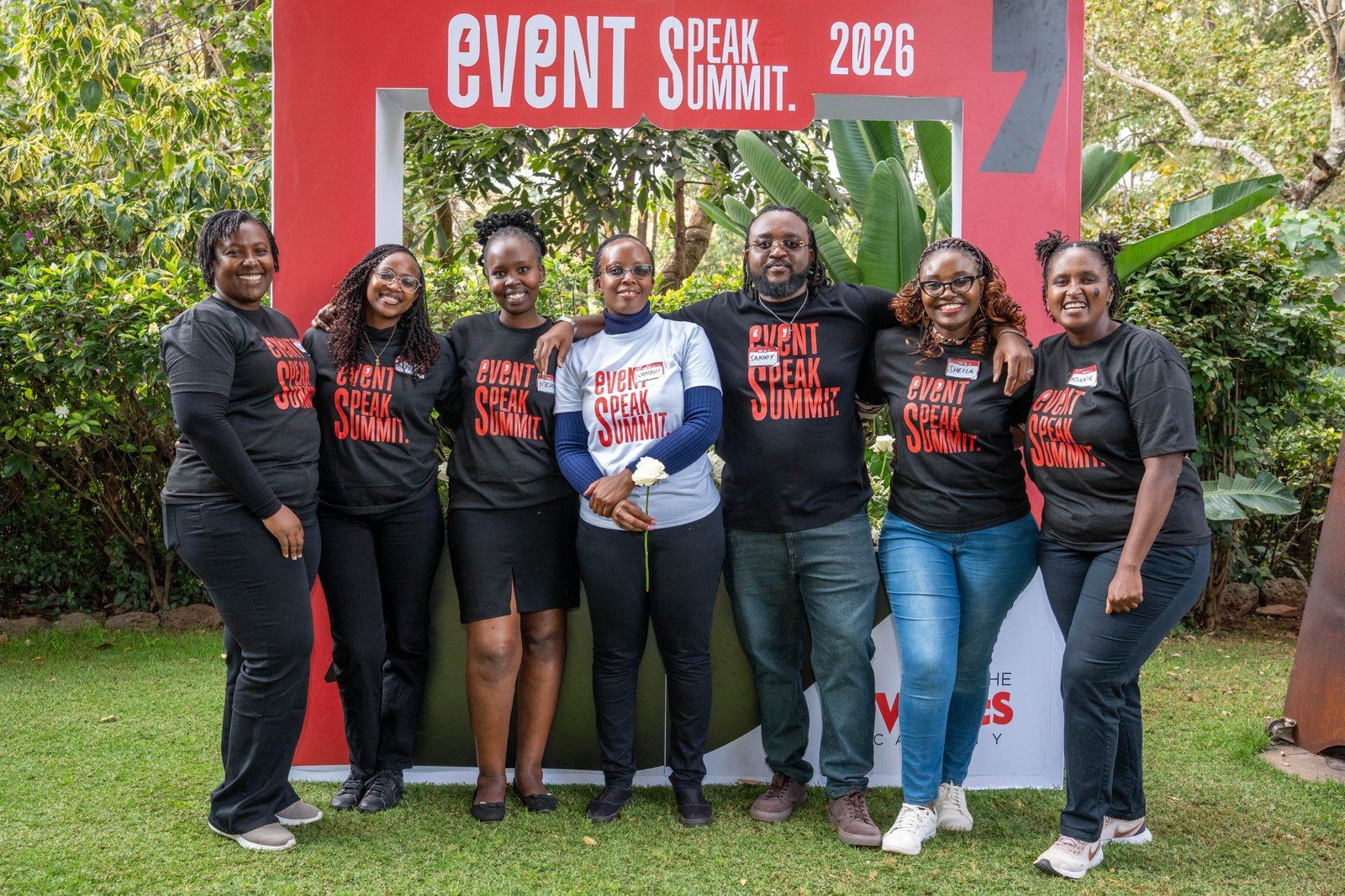 The academy's event crew in their Event Speak Summit shirts on site
